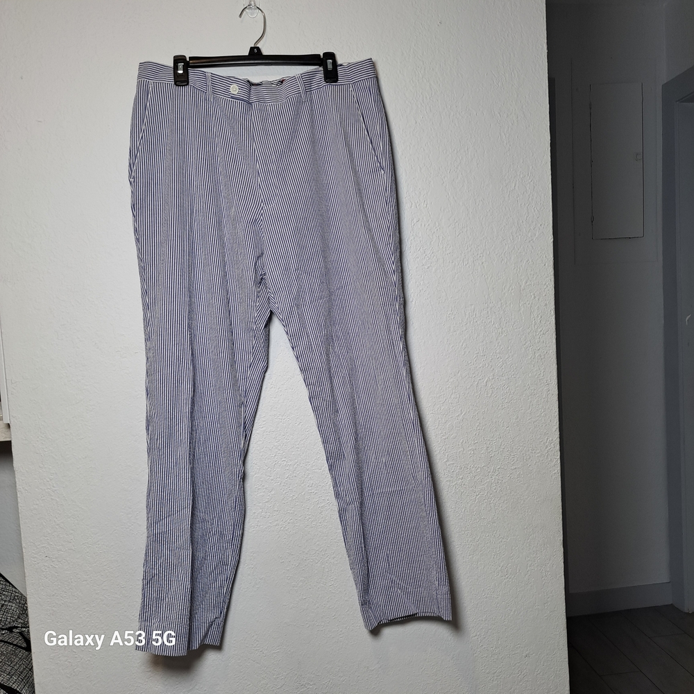 Alan Flusser Men's Blue Striped Dress Pants